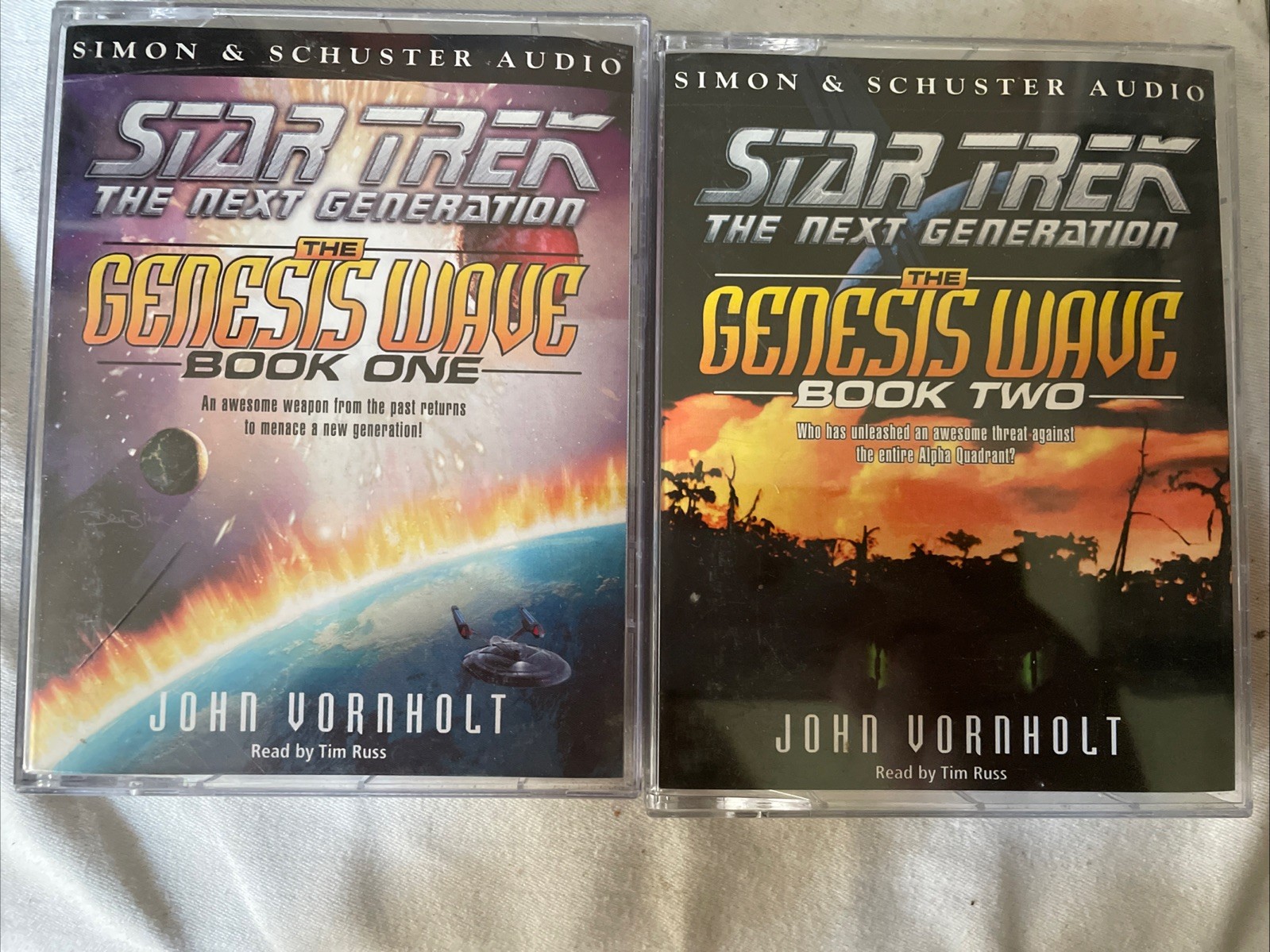 STAR TREK : The Genesis Wave: Book1 & 2 by John Vornholt Audio CASSETTE
