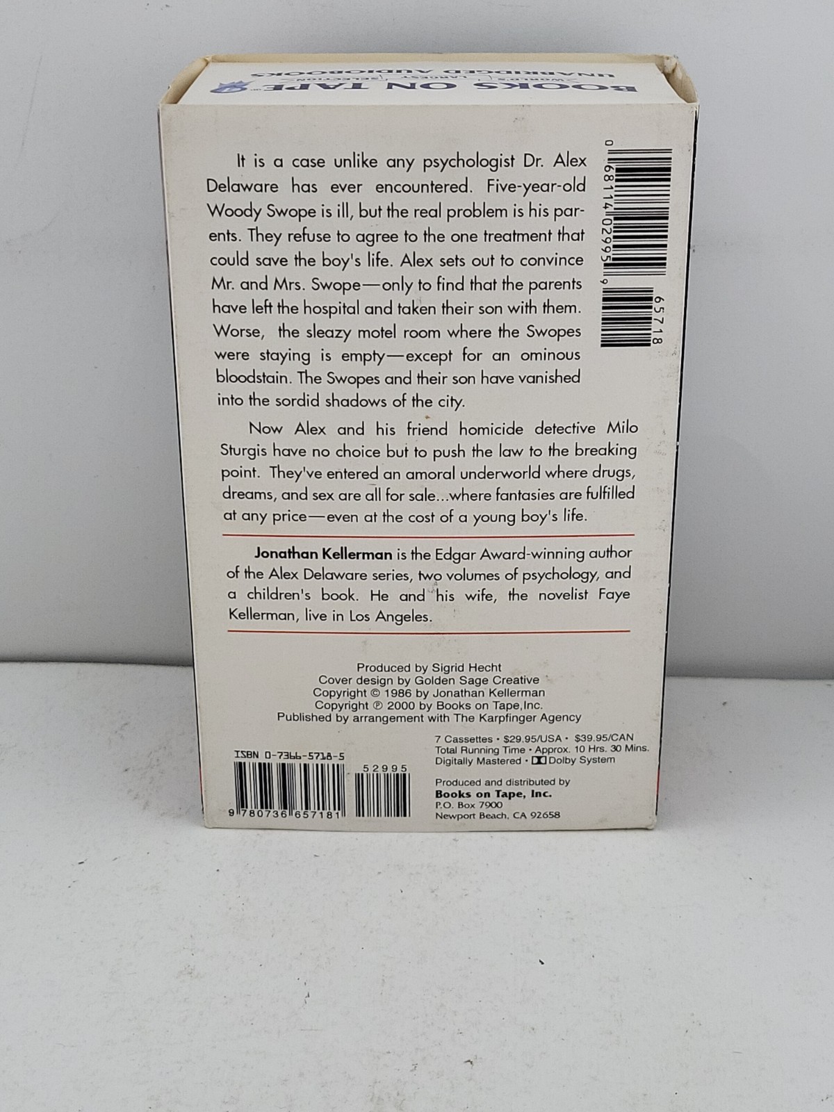 Blood Test by Jonathan Kellerman (Audio Cassette)