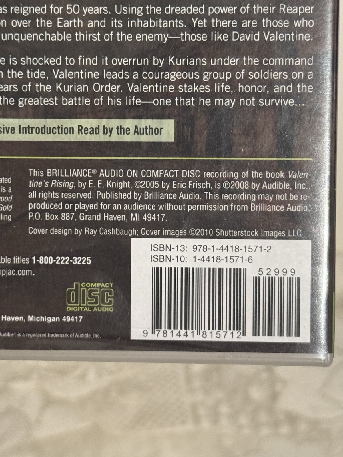 Valentine’s Rising by E. E. Knight (2010) Unabridged Audio CD Very Good