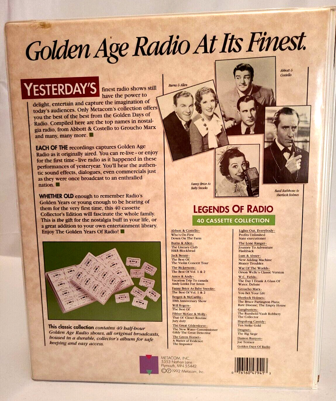 Vtg The Golden Years of Radio 40 Cassette Collectors Edition 92′ Abbott Costello