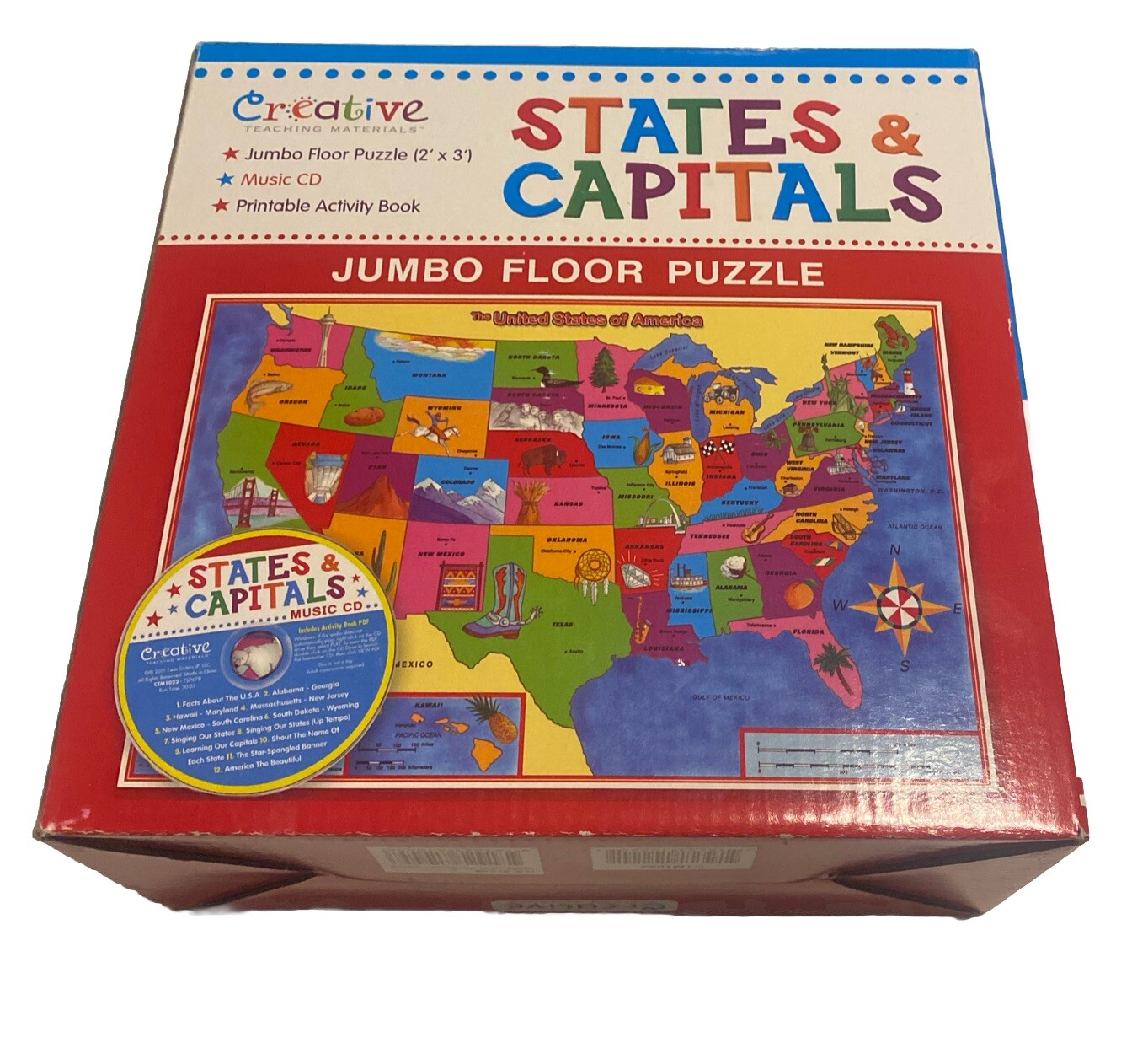 STATES & CAPITALS JUMBO FLOOR PUZZLE W/CD By Kim Mitzo Thompson & Karen Mitzo