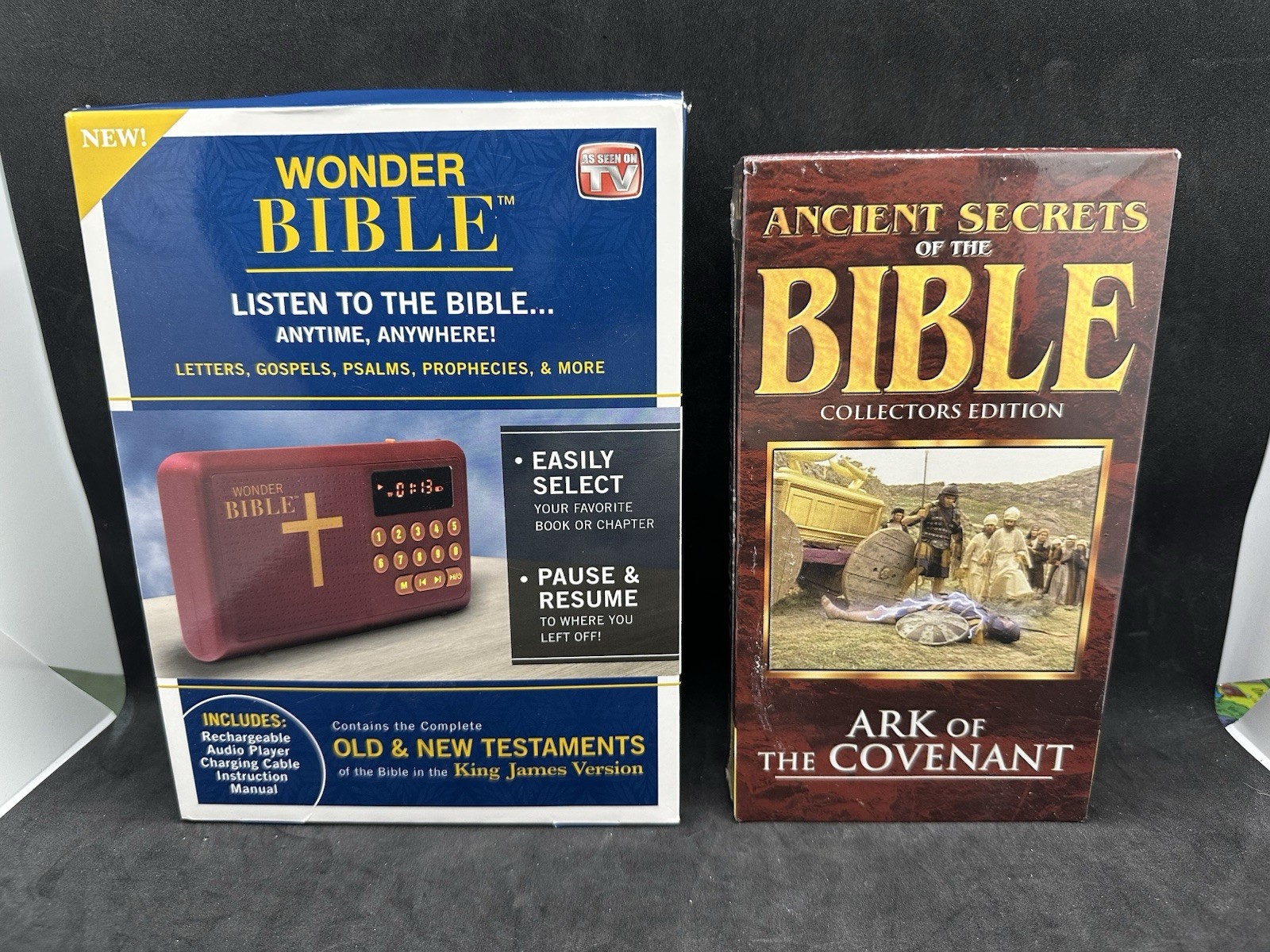 Wonder Bible Audio Player KJV + Ancient Secrets Ark Covenant VHS Bundle
