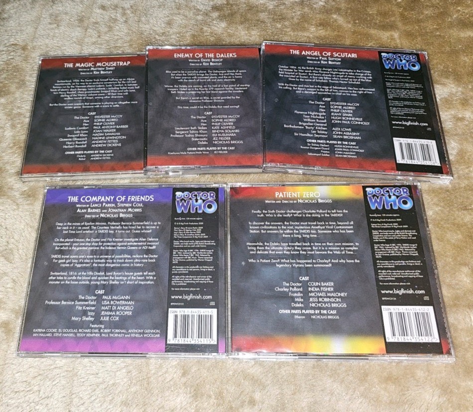 20 CD Set. 10 Doctor Who Full-cast Audio Dramas by Big Finish. 120-9 Main Range