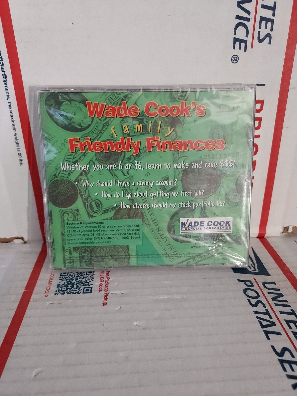 Brand New SeLed Wade Cook’s Family Friendly Finances CD-ROM – 1998 — #62g