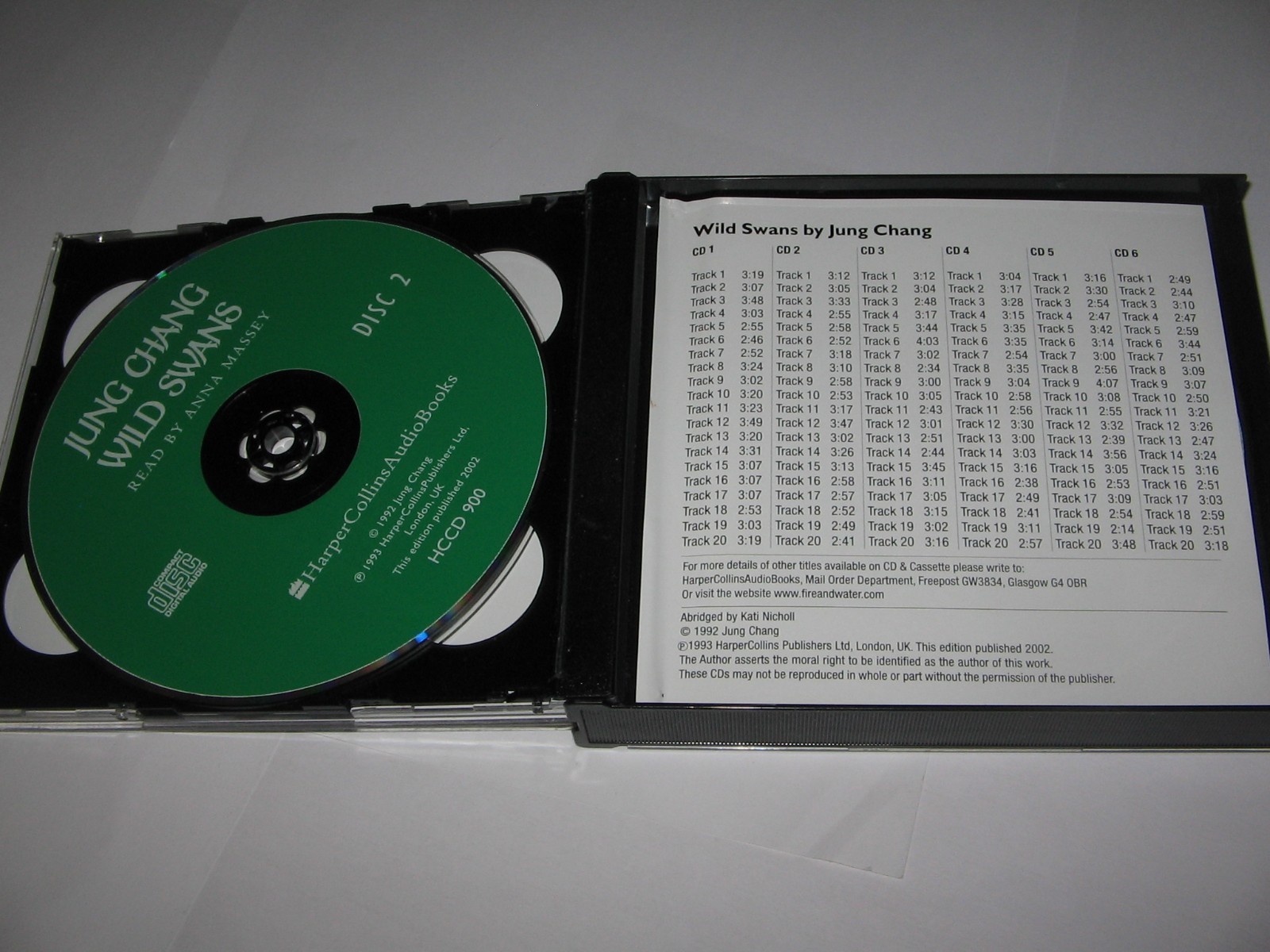 WILD SWANS by JUNG CHANG (1992) 6 CD AUDIO BOOK SET read by ANNA MASSEY Harper