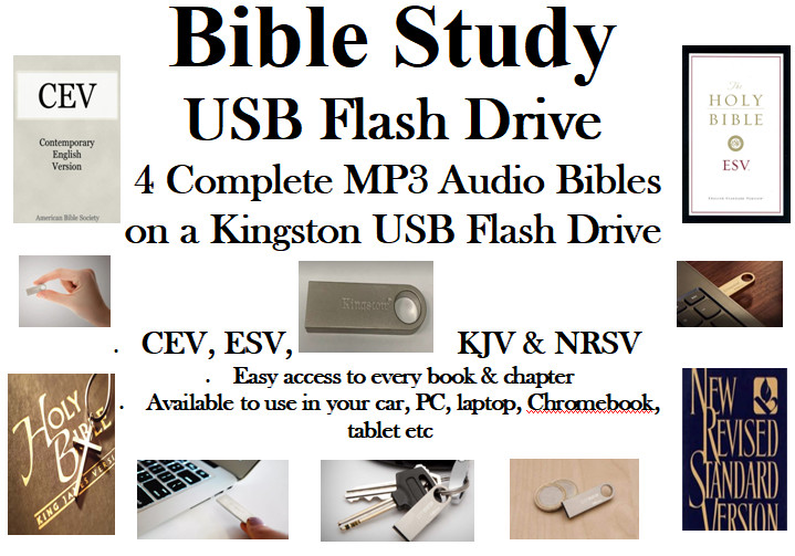 Bible Study USB Flash Drive — Complete CEV ESV KJV NRSV MP3 Audio Bibles