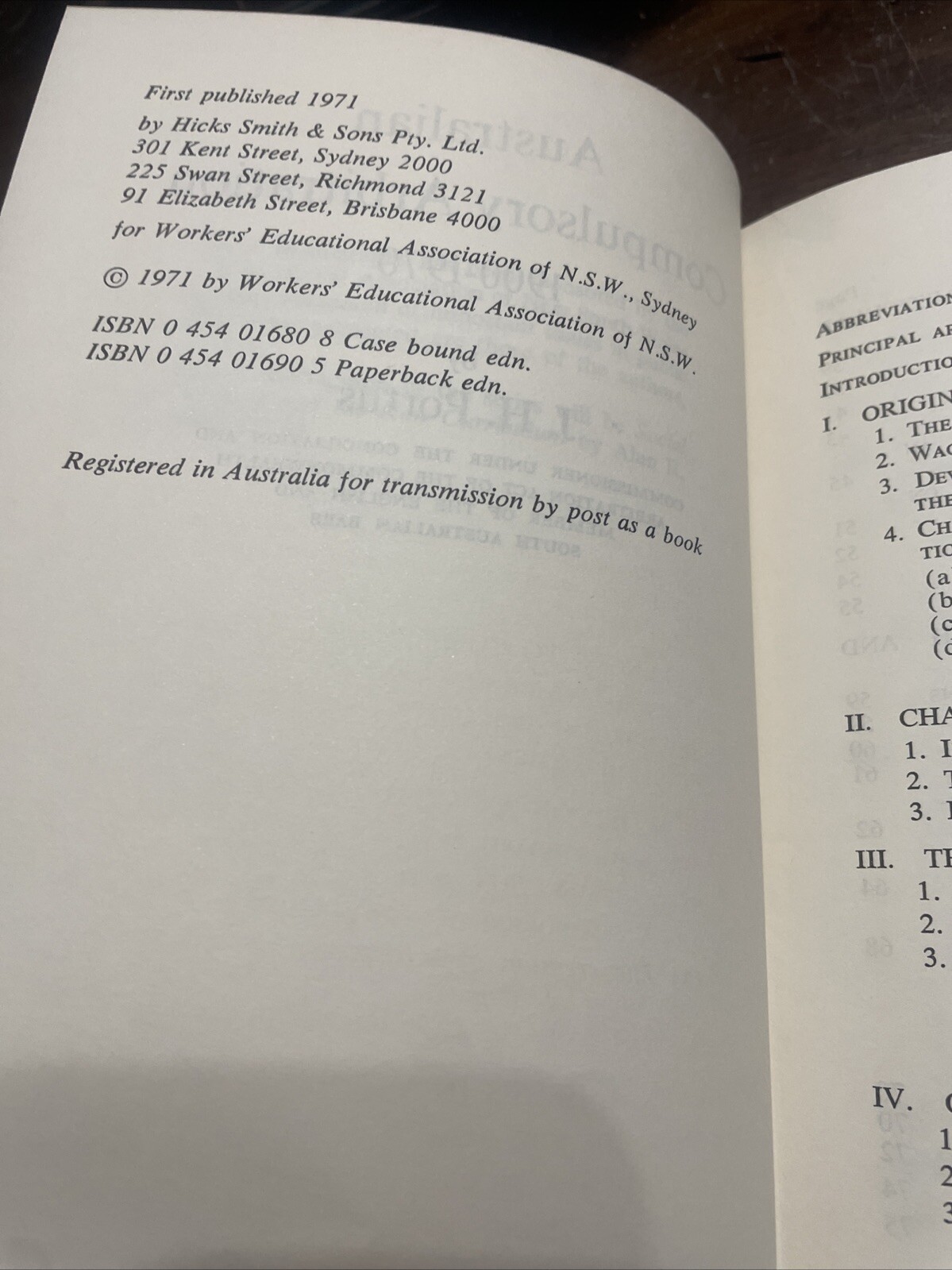 J.H. PORTUS. AUSTRALIAN COMPULSORY ARBITRATION. 1900-1970. 0454016808