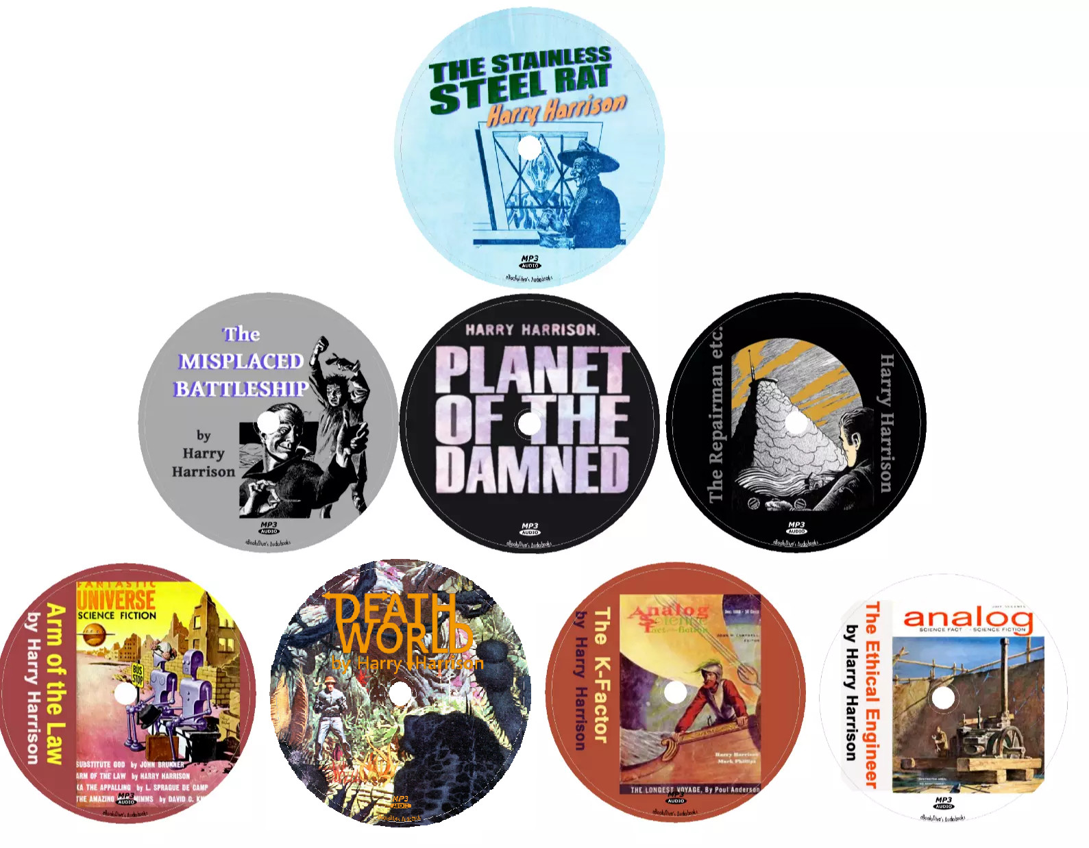 Harry Harrison 8 Science Fiction of the 60s Audiobooks in 8 MP3 CDs