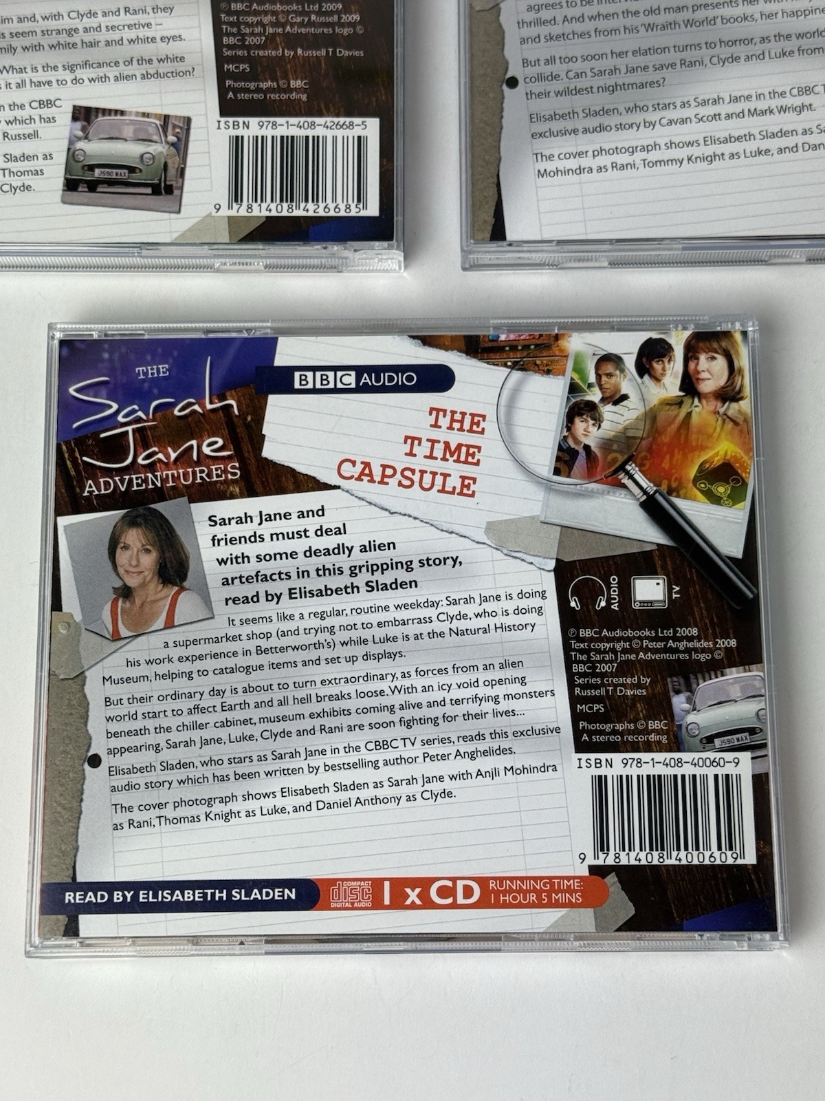 3xThe Sarah Jane Adventures CD Audio Books/ Wraith World/Time Capsule/White Wolf
