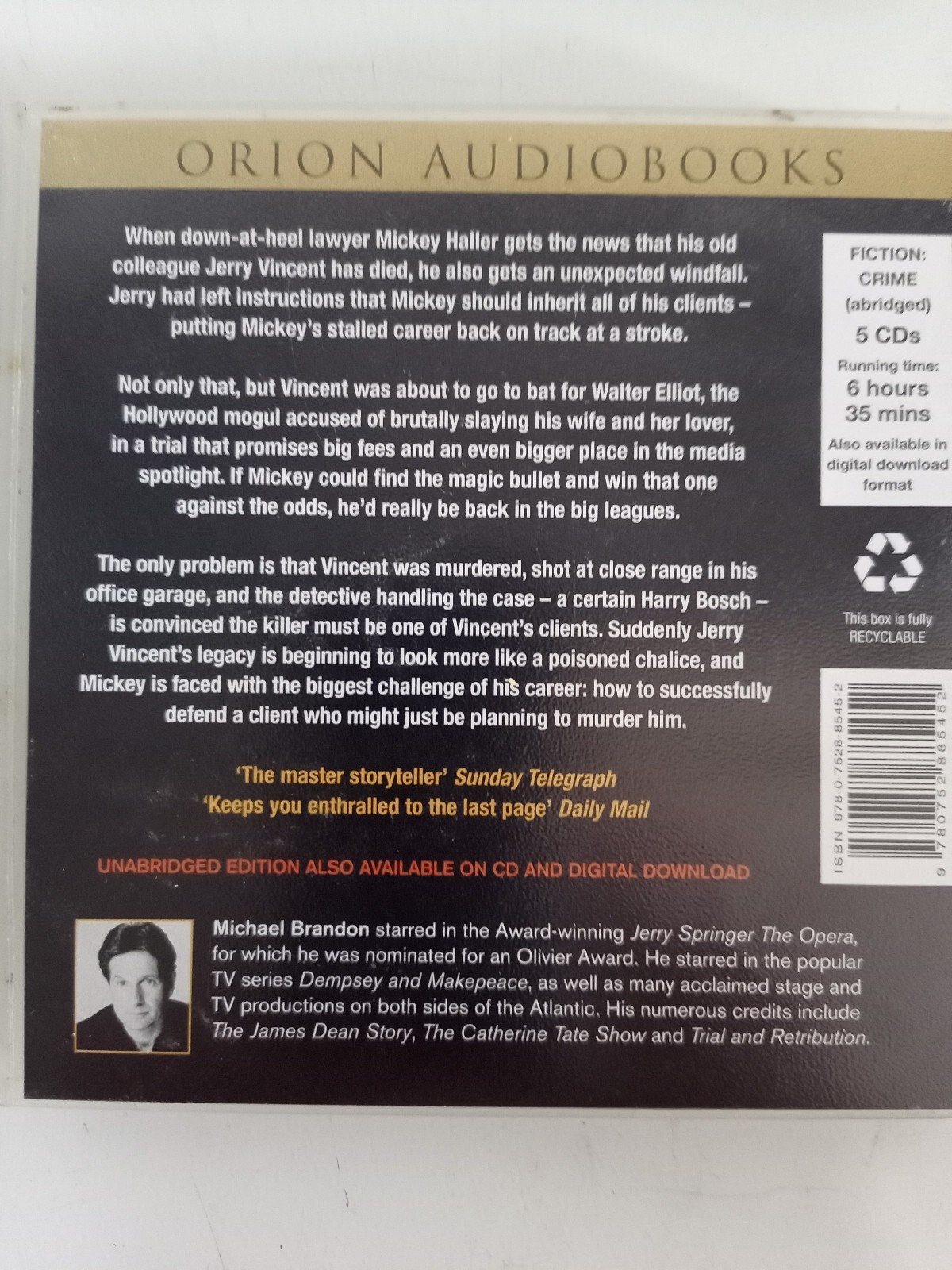 A collection of 6 cd audiobooks by famous crime and mystery writers, 30 cds