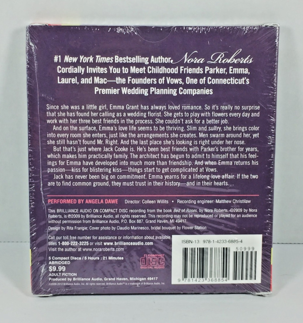 BED OF ROSES : Bride Quartet Book 2 by NORA ROBERTS (Audiobook on CD) NEW SEALED