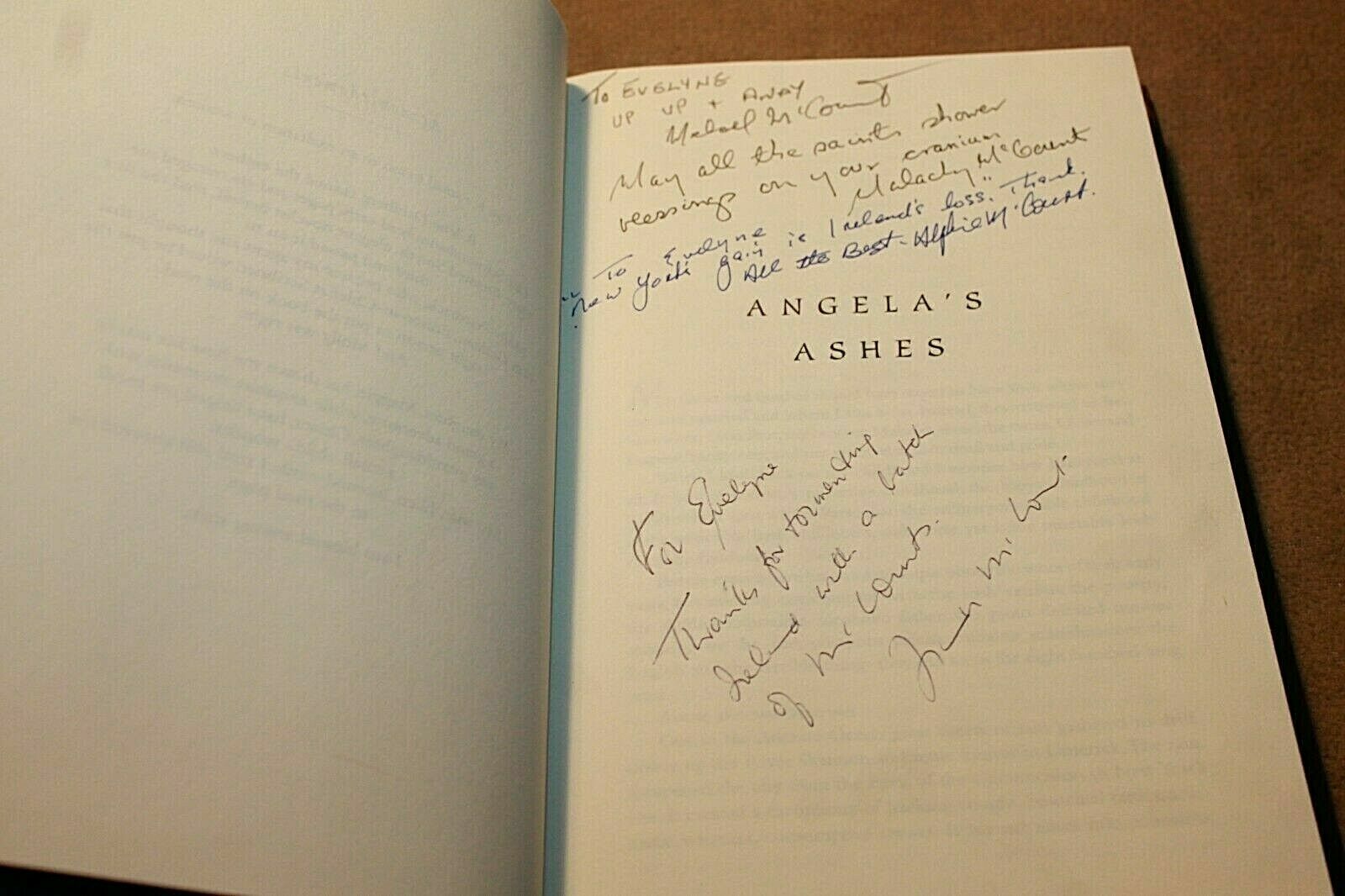 ANGELA’S ASHES SIGNED by FRANK, ALPHIE, MICHAEL & MALACHY MCCOURT FINE/FINE