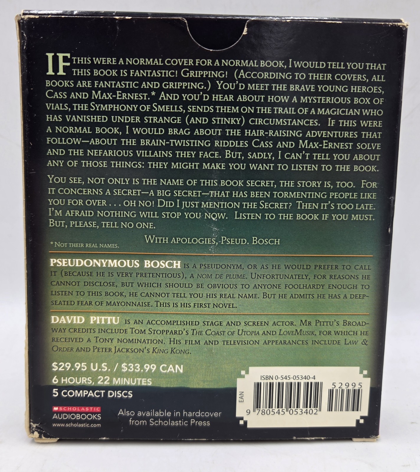 The Secret Series The Name of This Book Is Secret by Pseudonymous Bosch 2008 CD