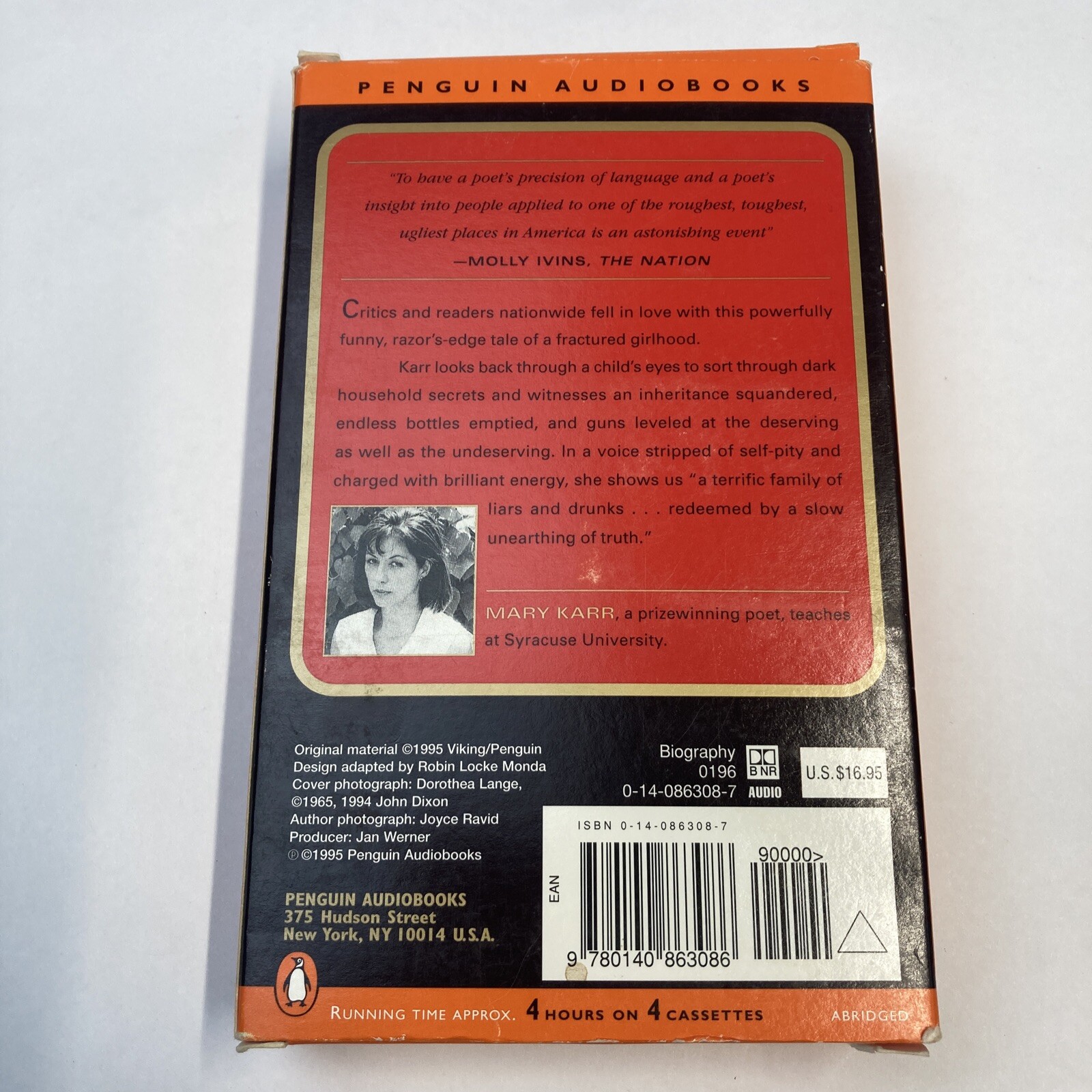 Tumultuous Family Life Girlhood The Liar’s Club Mary Karr Cassette Audiobook