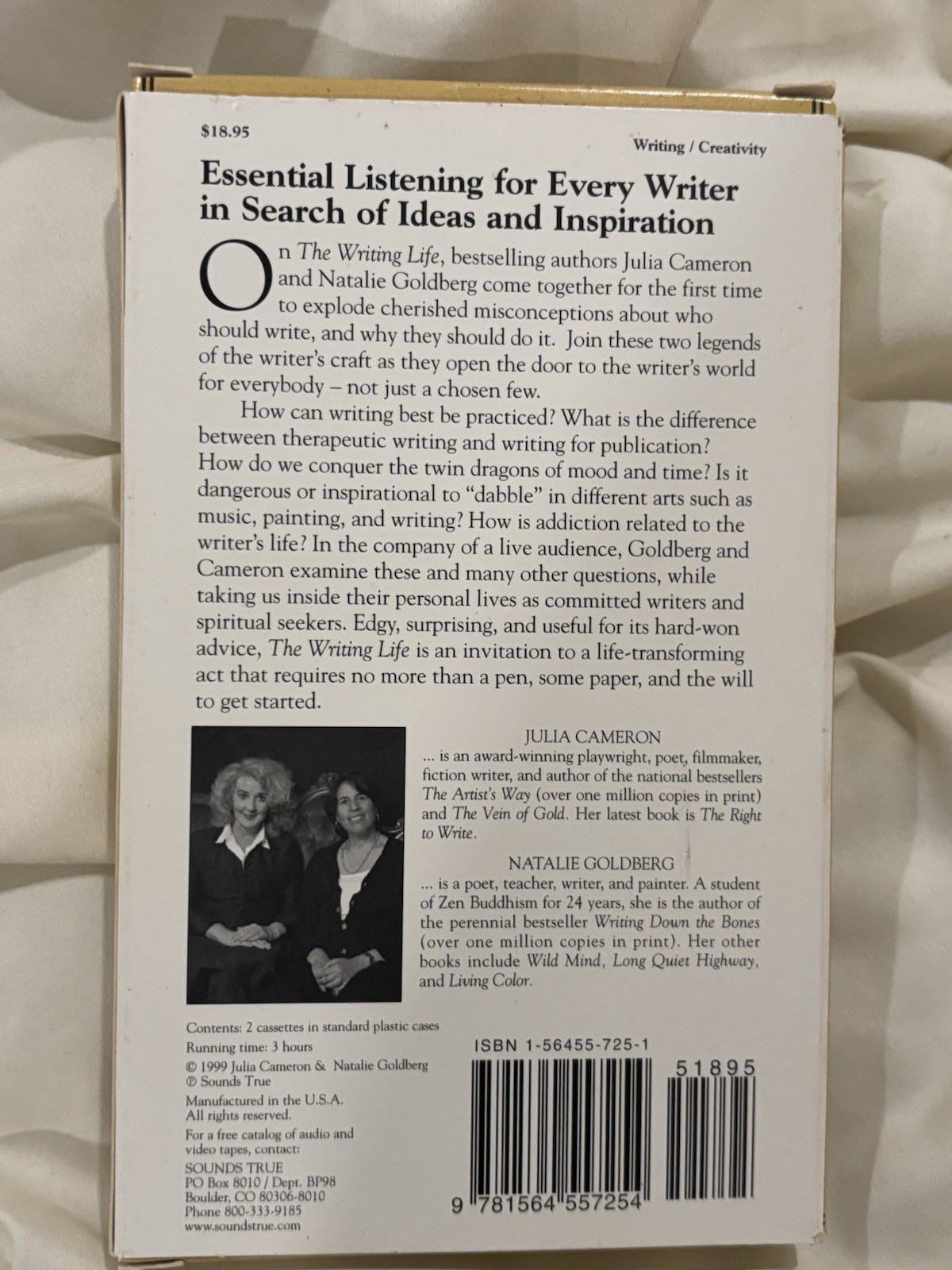 The Writing Life by Julia Cameron and Natalie Goldberg 2 Cassette set