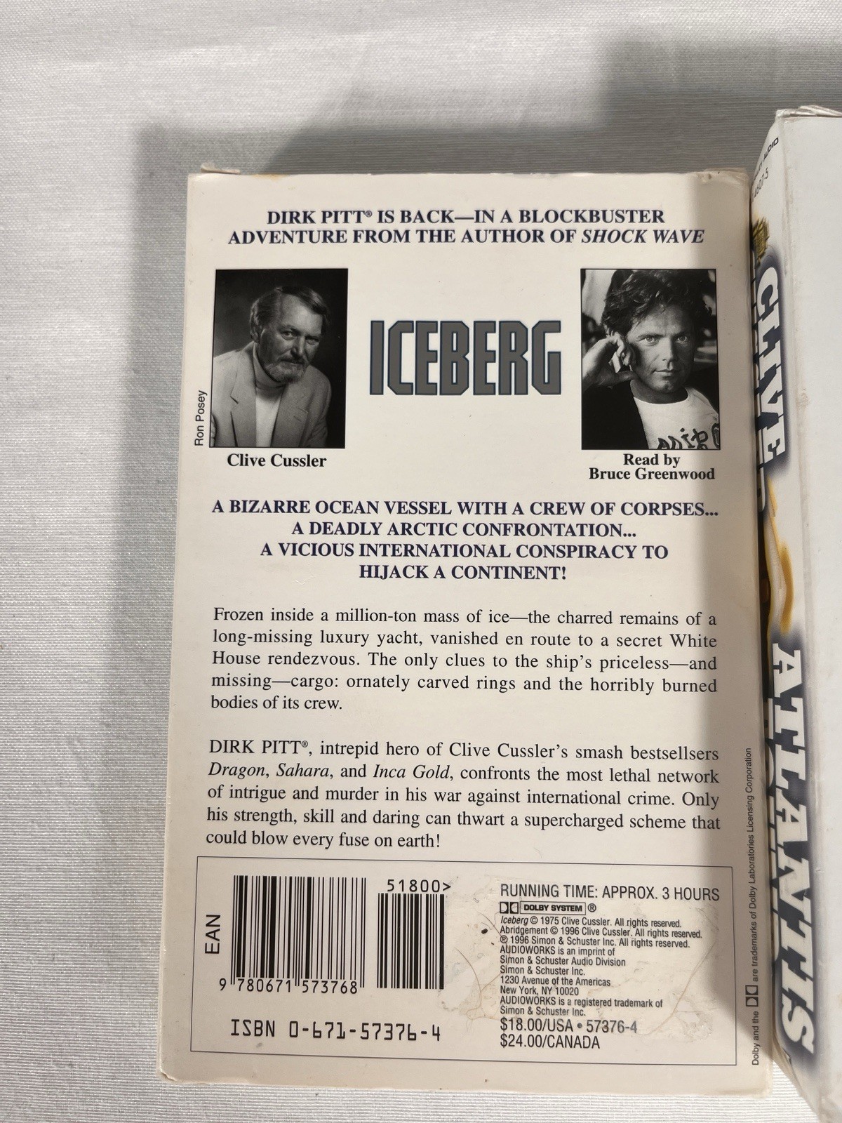Clive Cussler Audiobooks Cassette Lot 2 Iceberg and Atlantis Found Dirk Pitt