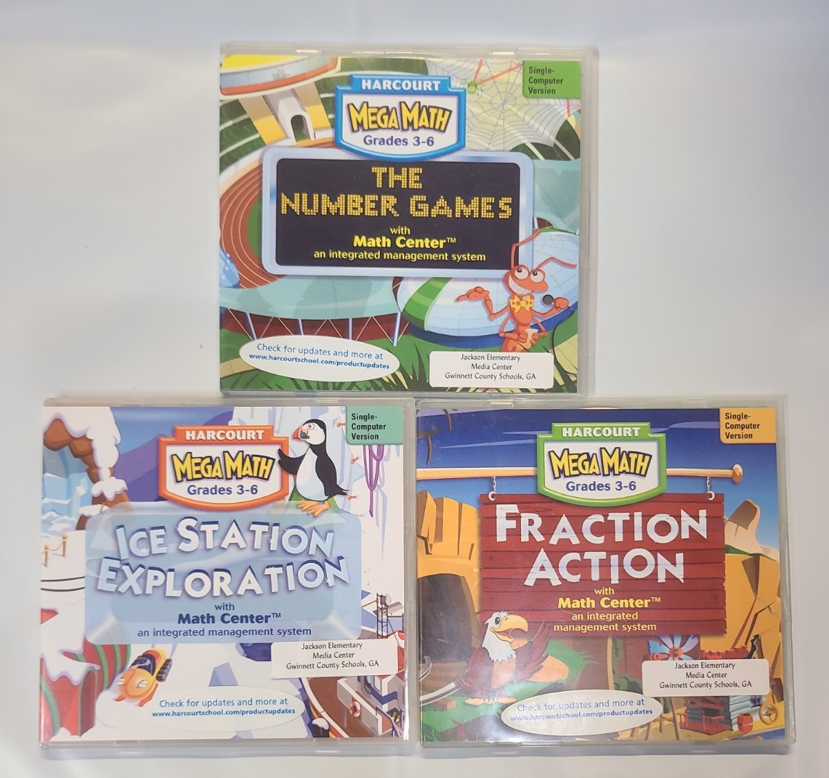MEGA MATH CD-ROM Game Lot of 3 — Grades 3-6 Numbers, Fractions + more NEW