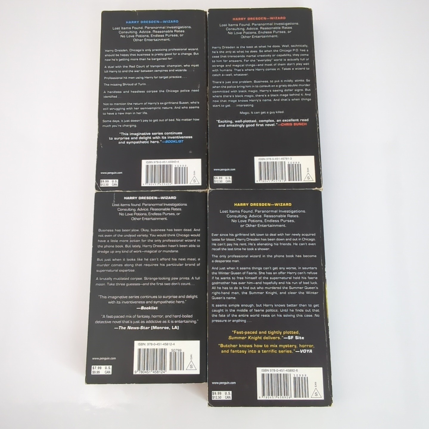 Dresden Files by Jim Butcher Fantasy Mystery Book 1, 2, 4 and 5 Storm Front +