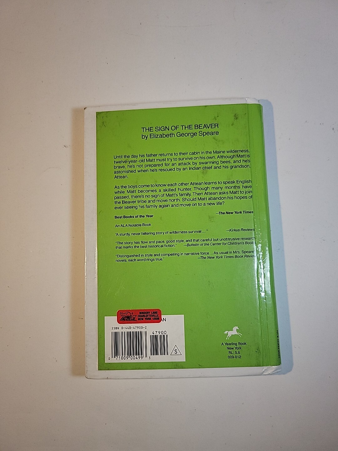 The Sign of the Beaver — Paperback Book By Speare, Elizabeth George