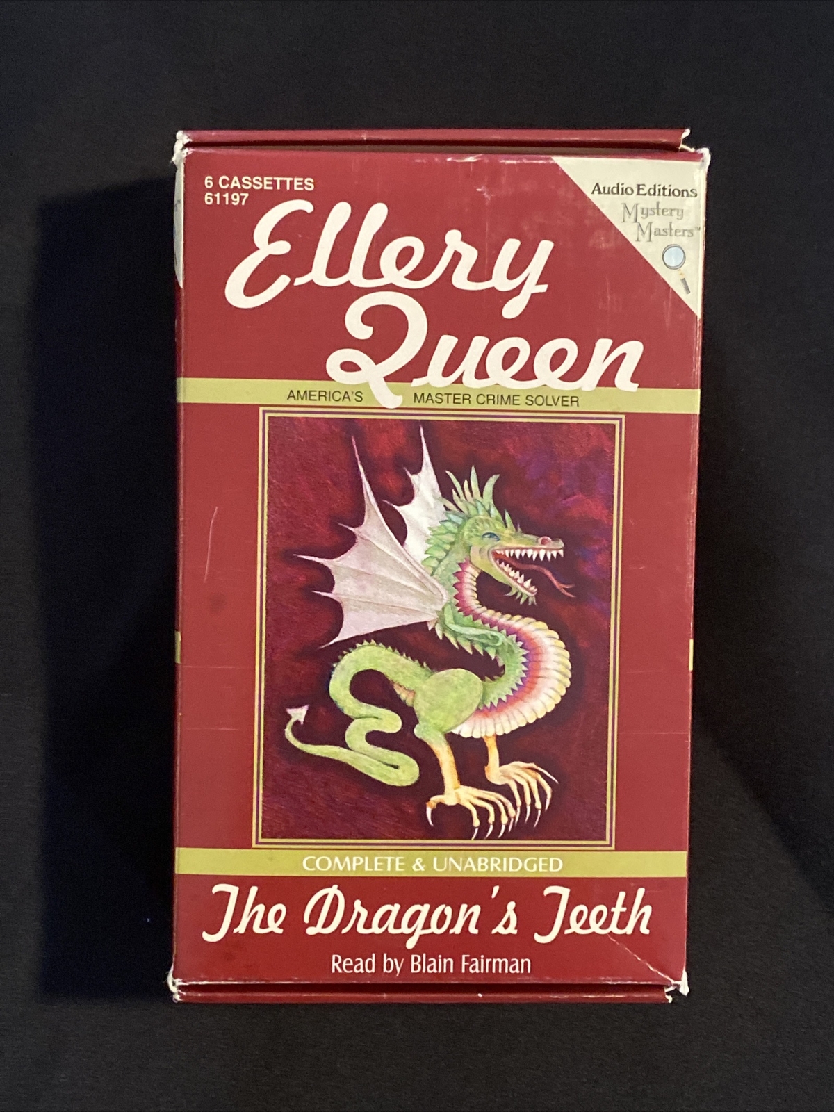 The Dragon’s Teeth•Ellery Queen•6 Cassettes Audio Edition•Read By Blain Fairman