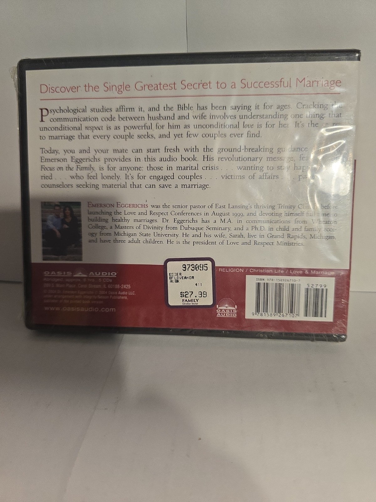Love and Respect Love She Most Desires — Respect He Desperately Needs Audio CD