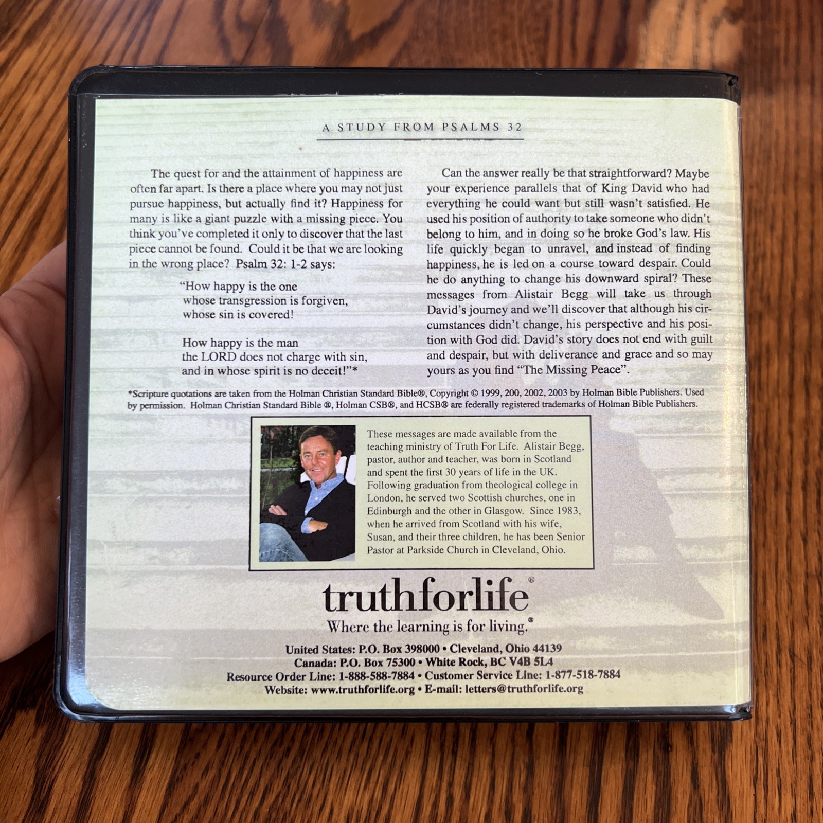 The Missing Peace Study from Psalms 32 Alistair Begg 7 CD Disc Set Forgiveness