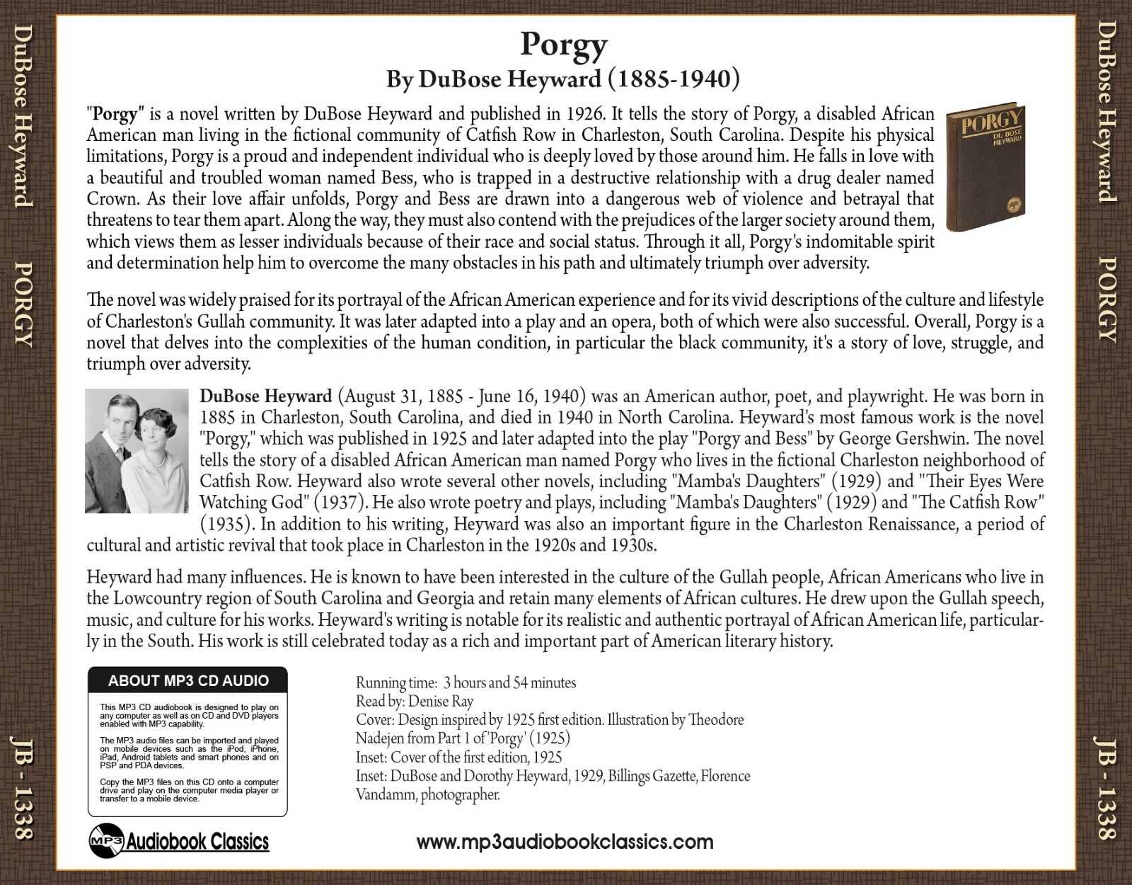 Porgy — Unabridged MP3 CD Audiobook in security sleeve