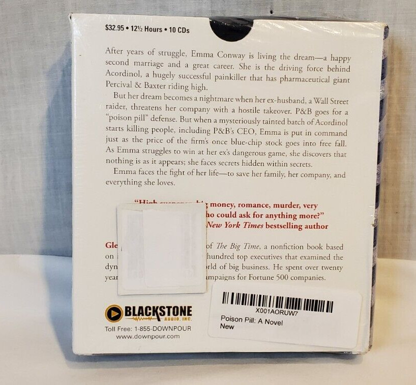 2013 Poison Pill A Novel by Glenn Kaplan Unabridged Audiobook 10 CD’S Sealed