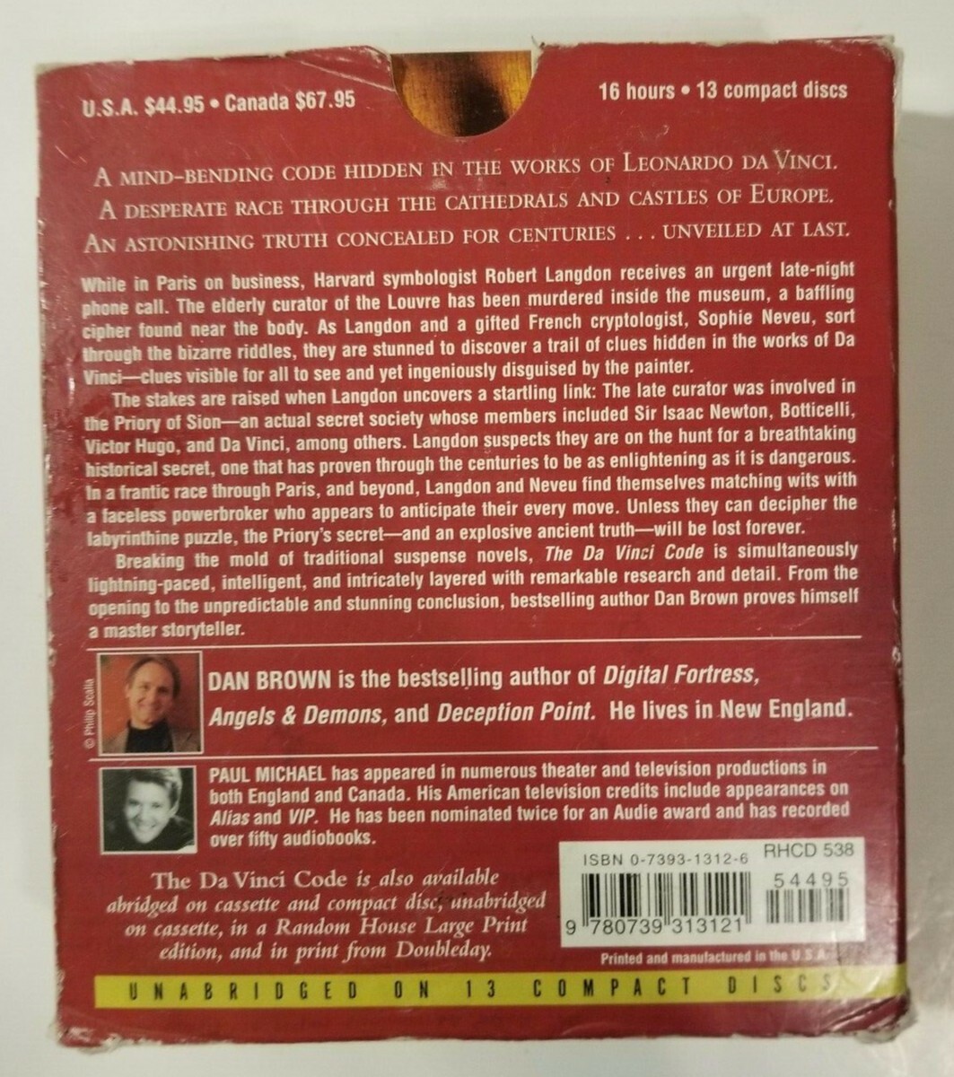 Robert Langdon: The Da Vinci Code Bk. 2 by Dan Brown (2003, Cassette,…