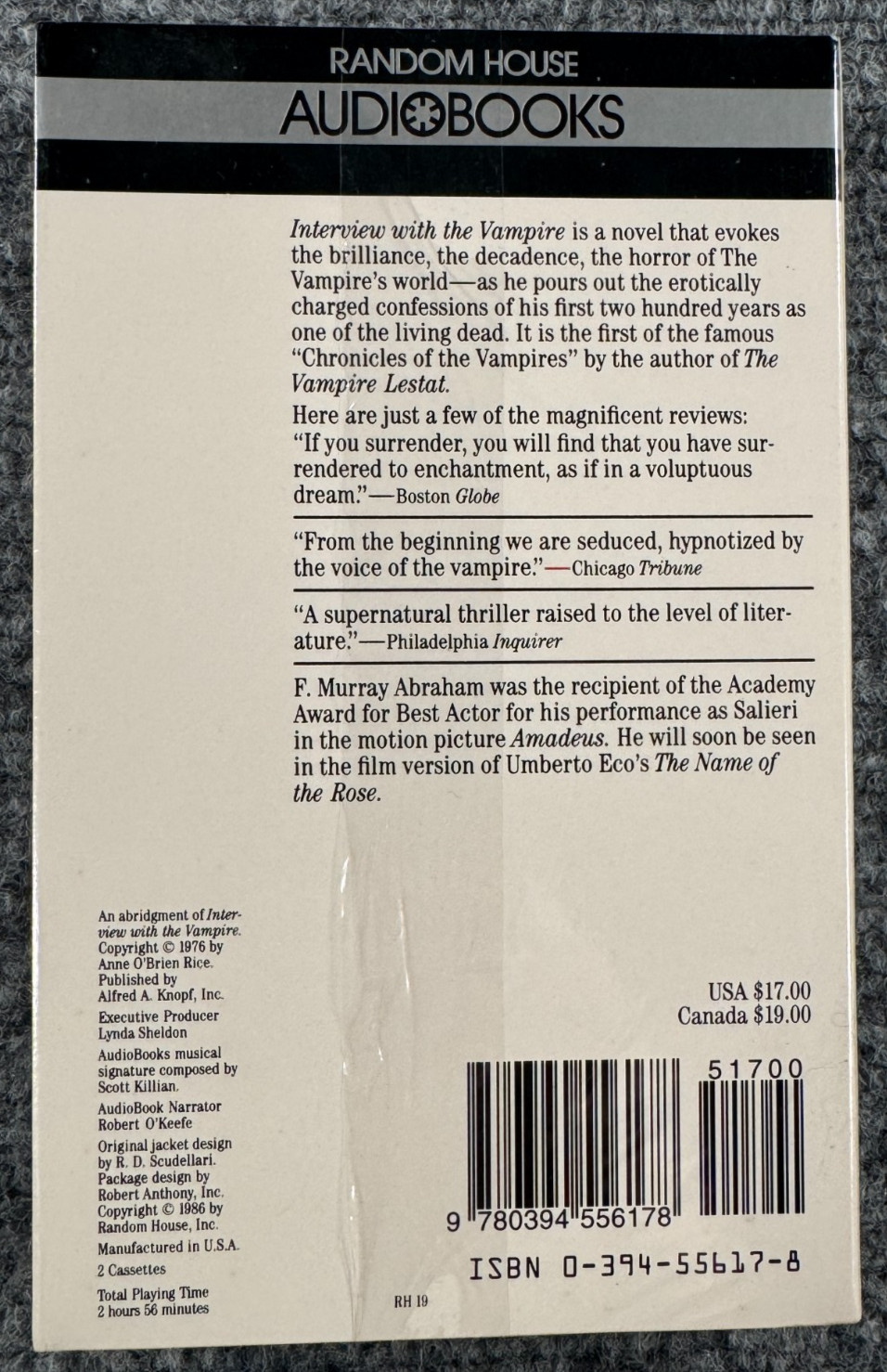 ANNE RICE — Interview with the VAMPIRE — Cassette Tape Audiobooks — NEW Sealed