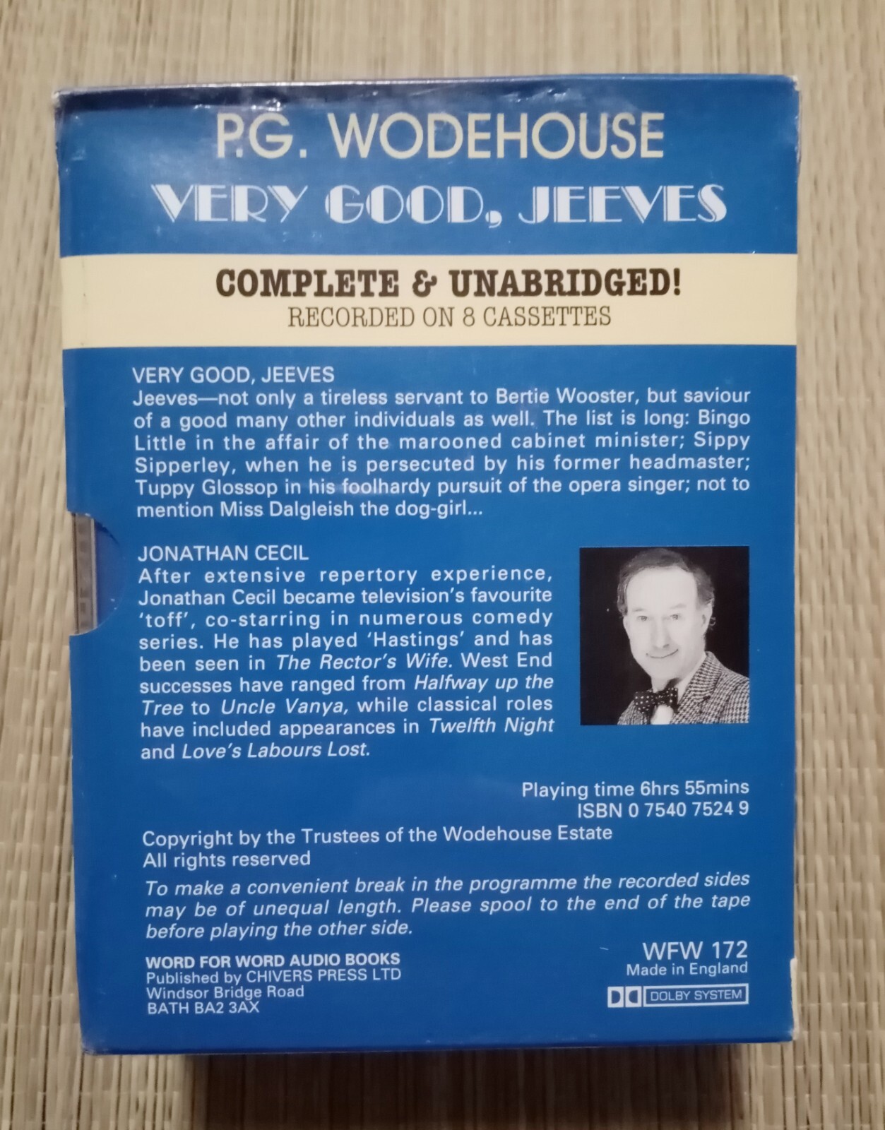 P G Wodehouse Very Good Jeeves Read by Jonathan Cecil 8 Cassettes Sealed