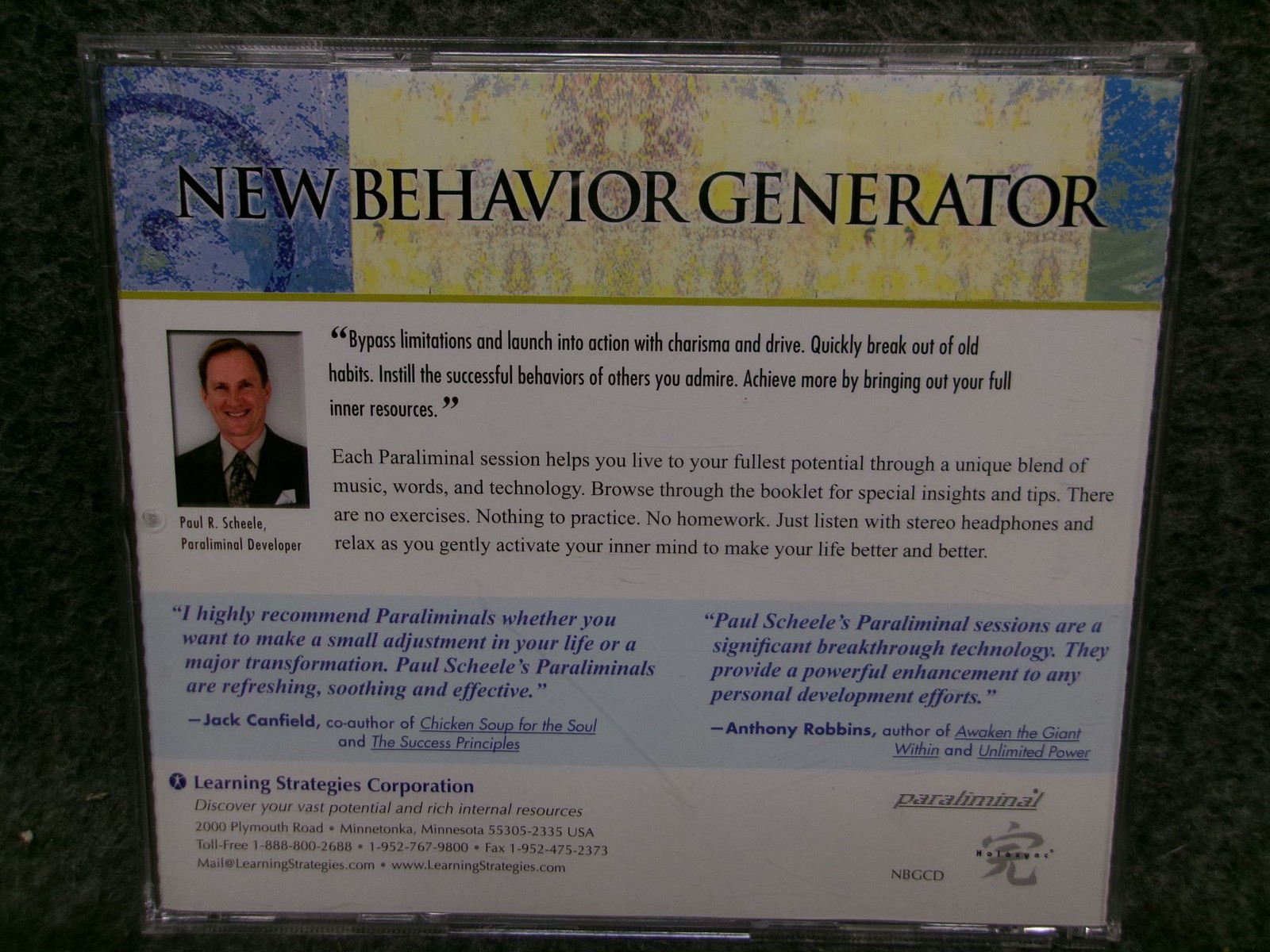 Paul R Scheele New Behavior Generator Paraliminal CD Audio Self Help Guided