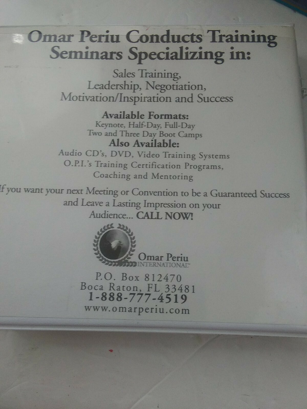 Omar Periu’s The Sales Leadership Program. CD Set. 9 CDs in all.