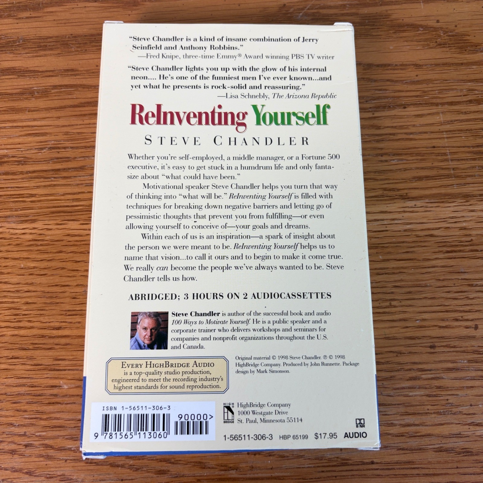 Reinventing Yourself Steve Chandler Audiobook 2 Cassette Tape Set 1998