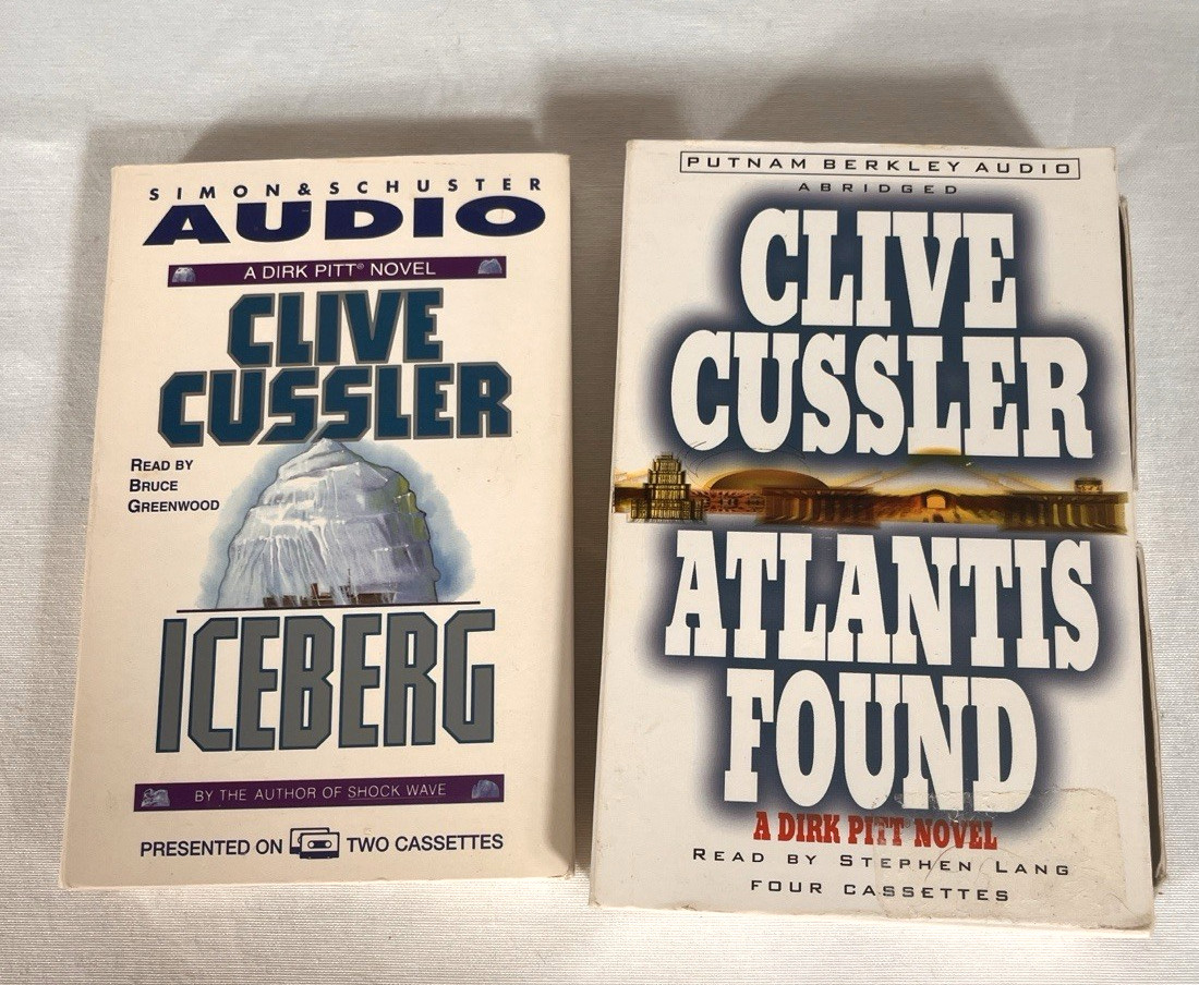 Clive Cussler Audiobooks Cassette Lot 2 Iceberg and Atlantis Found Dirk Pitt