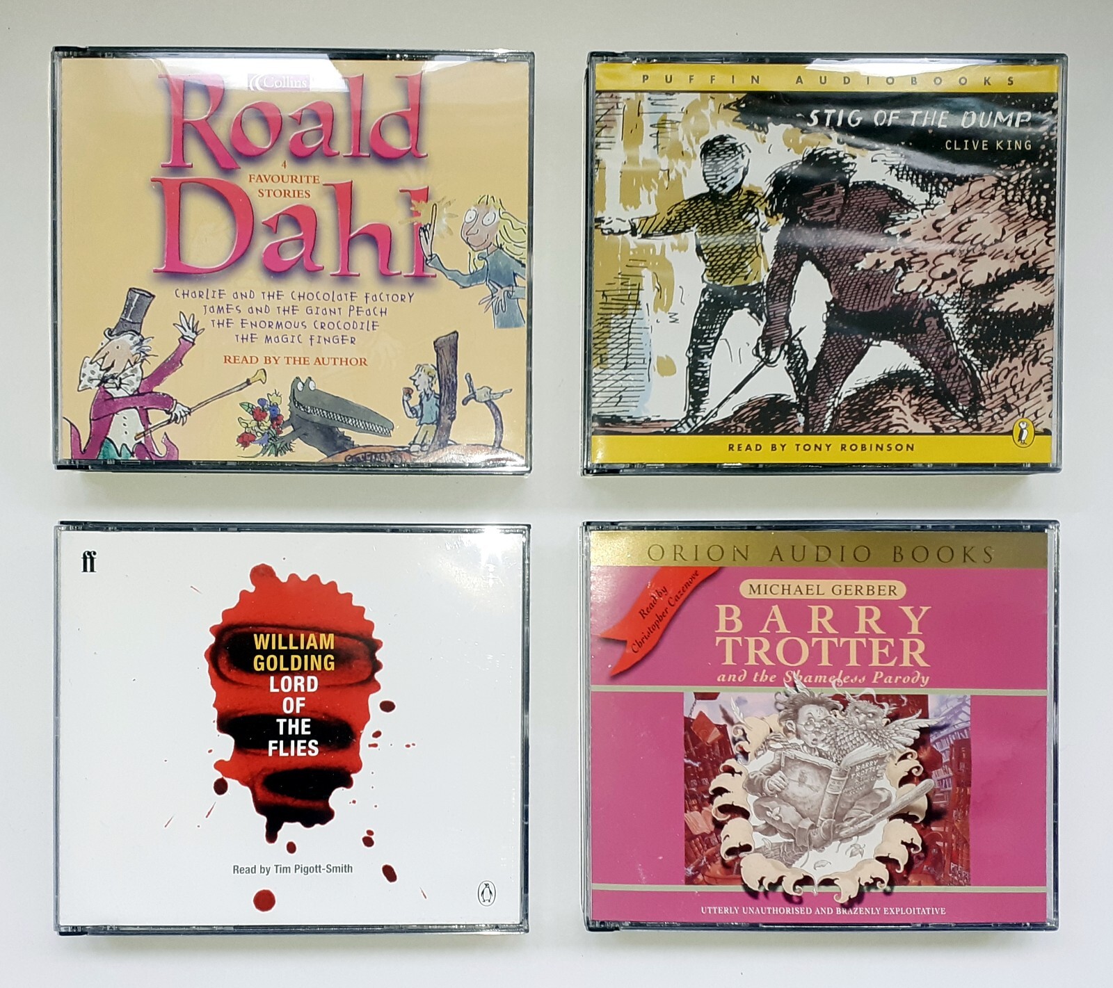 4 CHILDREN’S CD Audio books — Roald Dahl, Stig of the Dump, Lord of the Flies ..