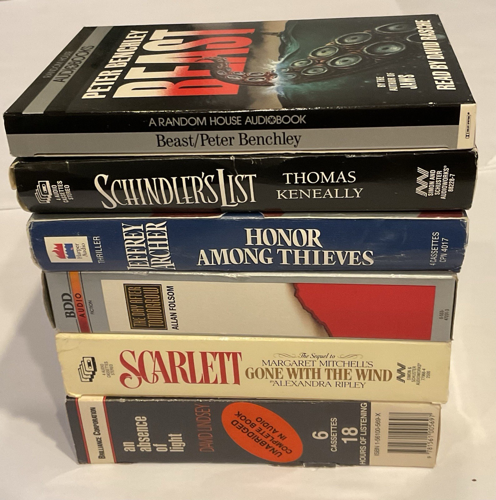 Audiobook Cassette Lot 6 Classics Thrillers Schindler’s List Scarlett Beast