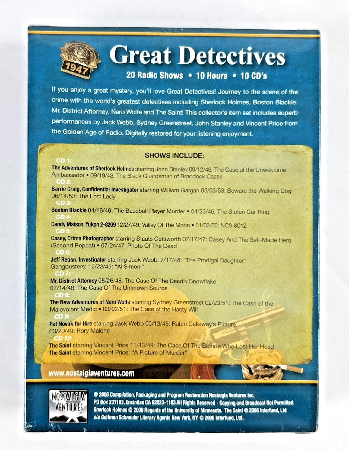 NEW Great Detectives 10-CD Set 2006 Sealed Classic Radio Shows FREE SHIP