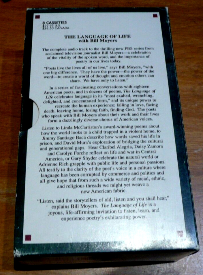 PBS Bill Moyers The Language of Life: A Festival of Poets 8 Audio Cassettes