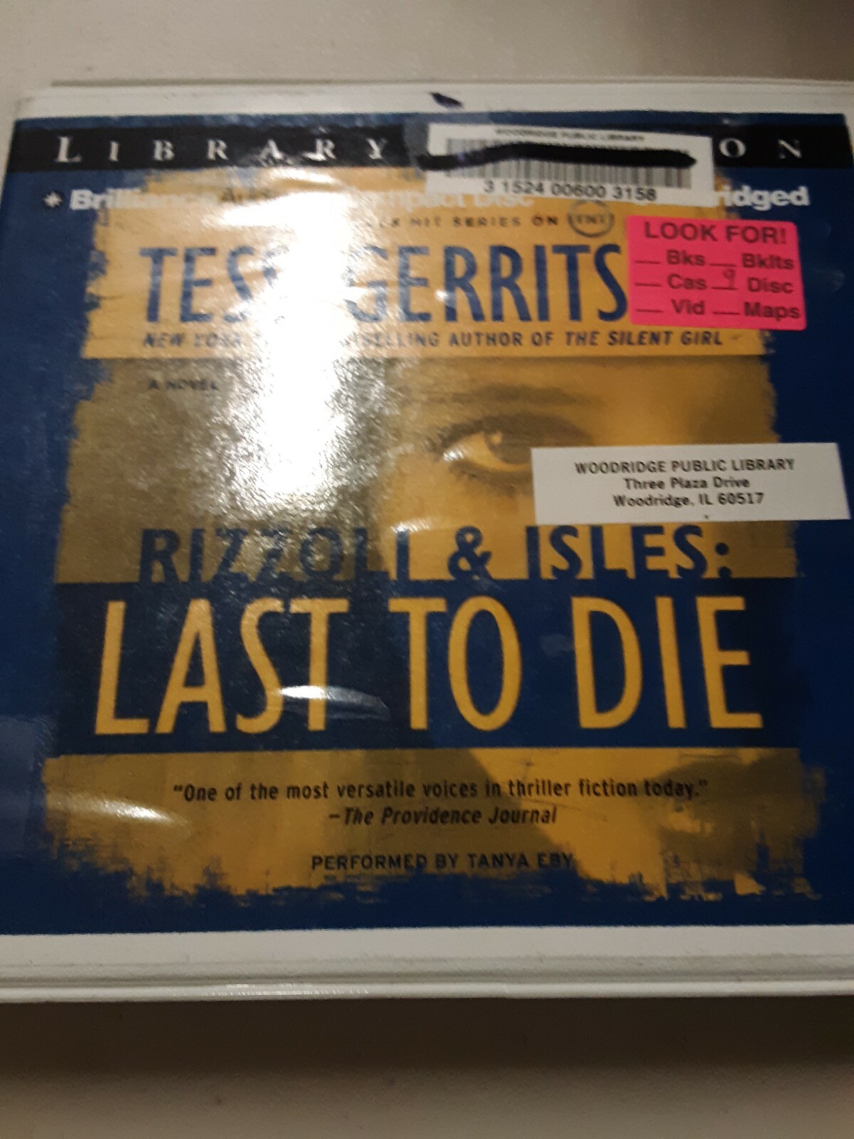 Shelf175A Audiobook~ RIZZOLI & ISLES: LAST TO DIE, TESS GERRITSEN