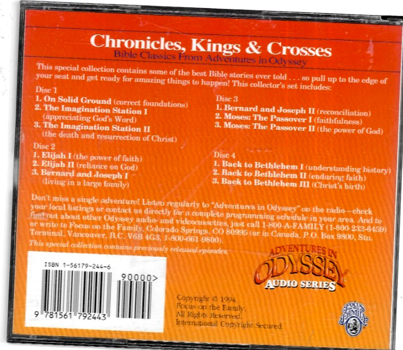 BIBLE CLASSICS FROM ADVENTURES IN ODYSSEY AUDIO CDS CHRONICLES, KINGS & CROSSES