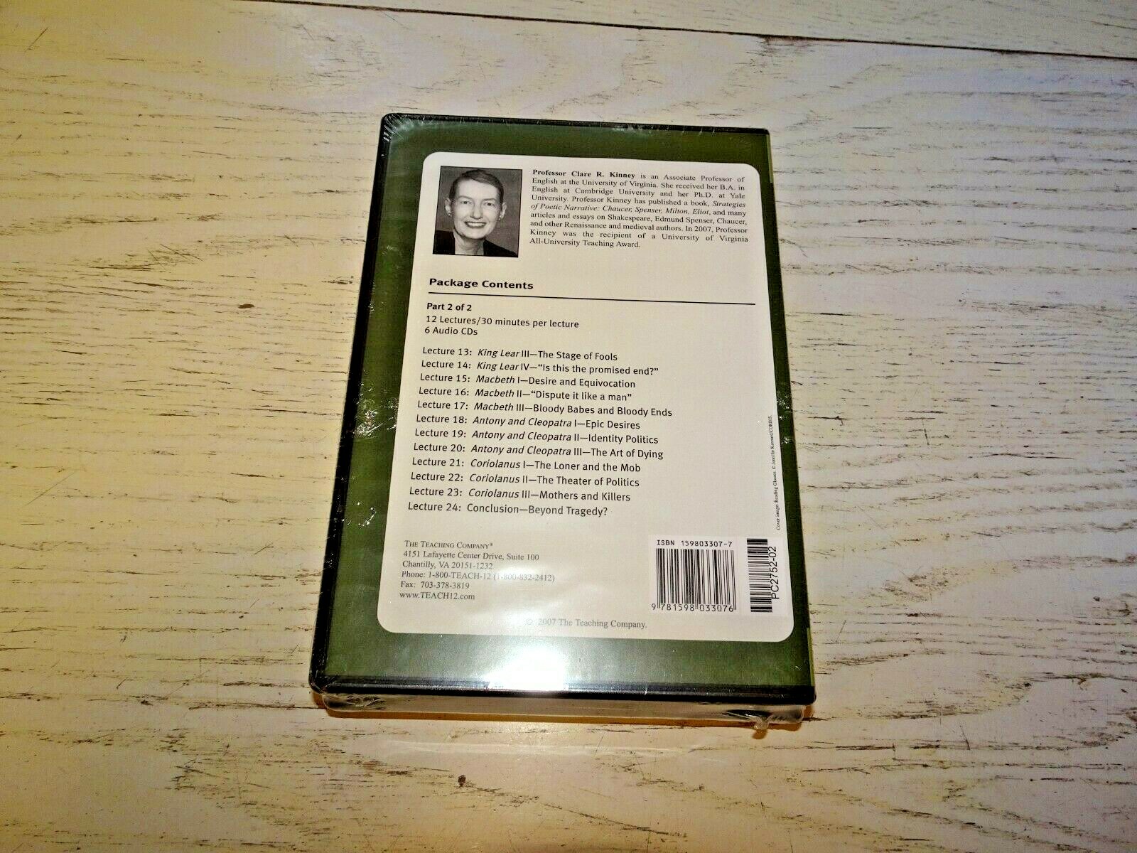 Shakespeare Tragedies Great Courses 12 CD Part 1 & 2 Dr Clare Kinney Un Virginia