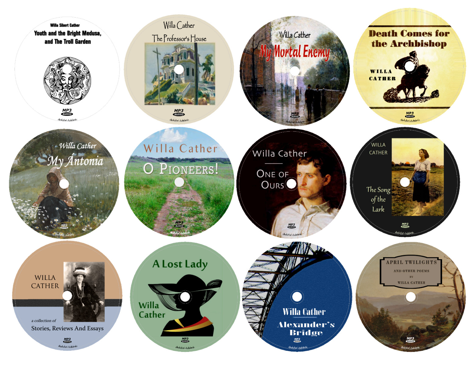 Willa Sibert Cather 12 Classic Unabridged Audiobooks in 12 MP3 CDs