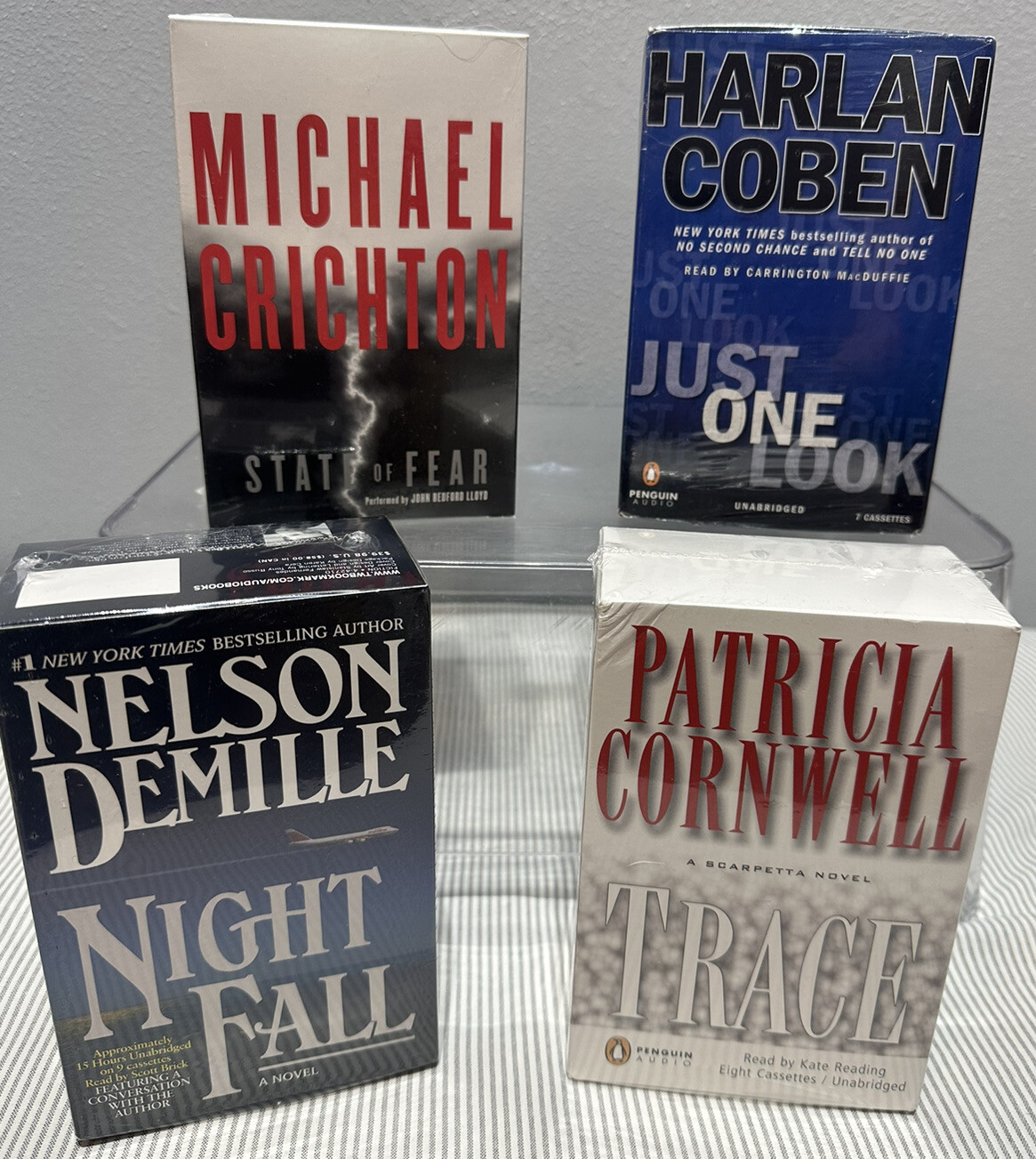 NEW/SEALED 4 Cassette Audiobooks LOT Michael Crichton Patricia Cornwell Others