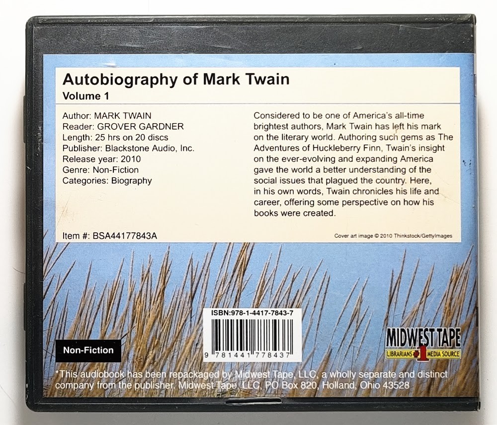 Autobiography of Mark Twain Vol 1 — Audiobook 20 CD set Unabridged — EX LIB
