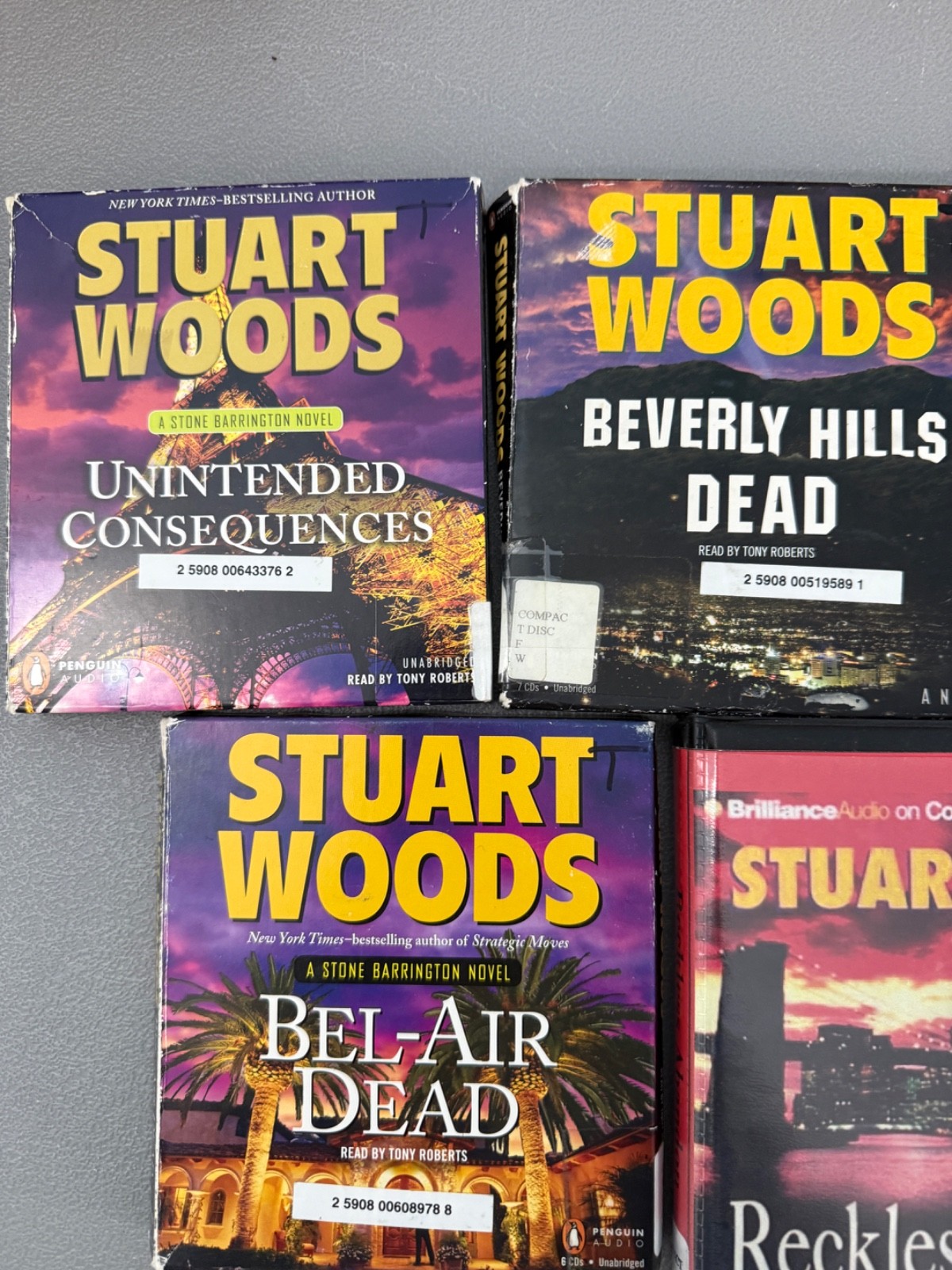 5 Assorted Stuart Woods Audiobooks CDs Unintended Dead Shoot Abandon Barrington