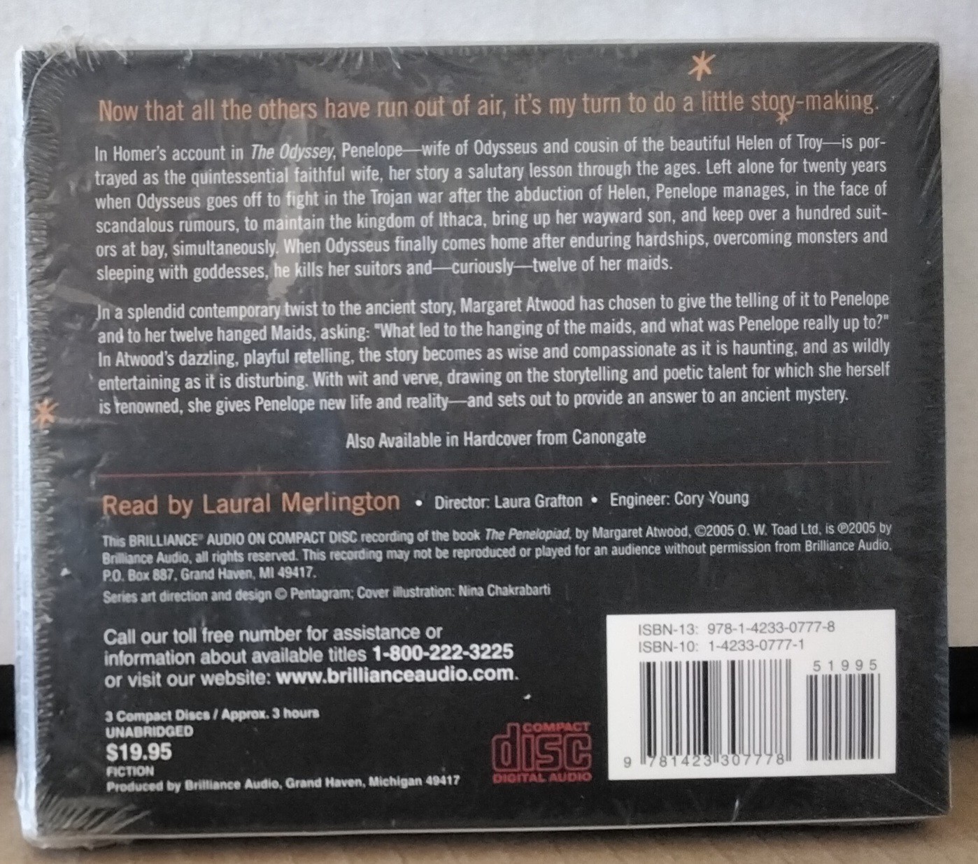 Sealed: MARGARET ATWOOD The Penelopiad US BRILLIANCE read by L. Merlington 3CDs