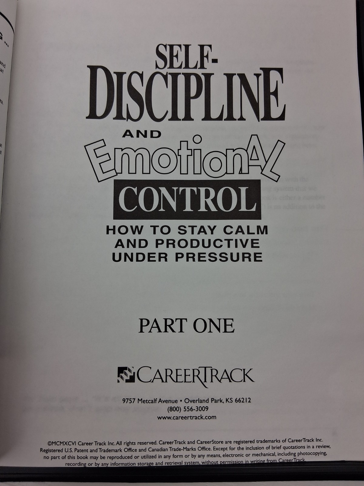 Self Discipline & Emotional Control Audio 6 CD Set By Tom Miller Career Track