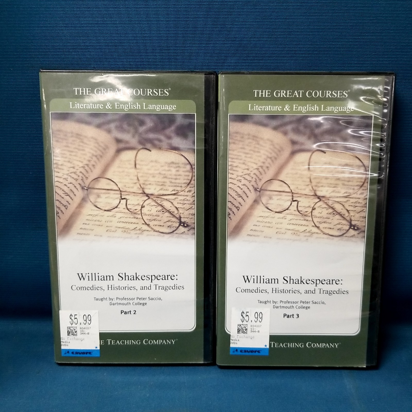 The Great Courses William Shakespeare Parts 2 & 3 Teaching Co 1999 DVD Sets