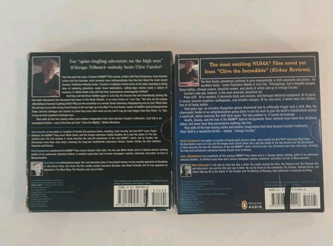 Set Of 2 -Lost City (NUMA Files) & Polar Shift — Audiobook CDs By Clive Cussler